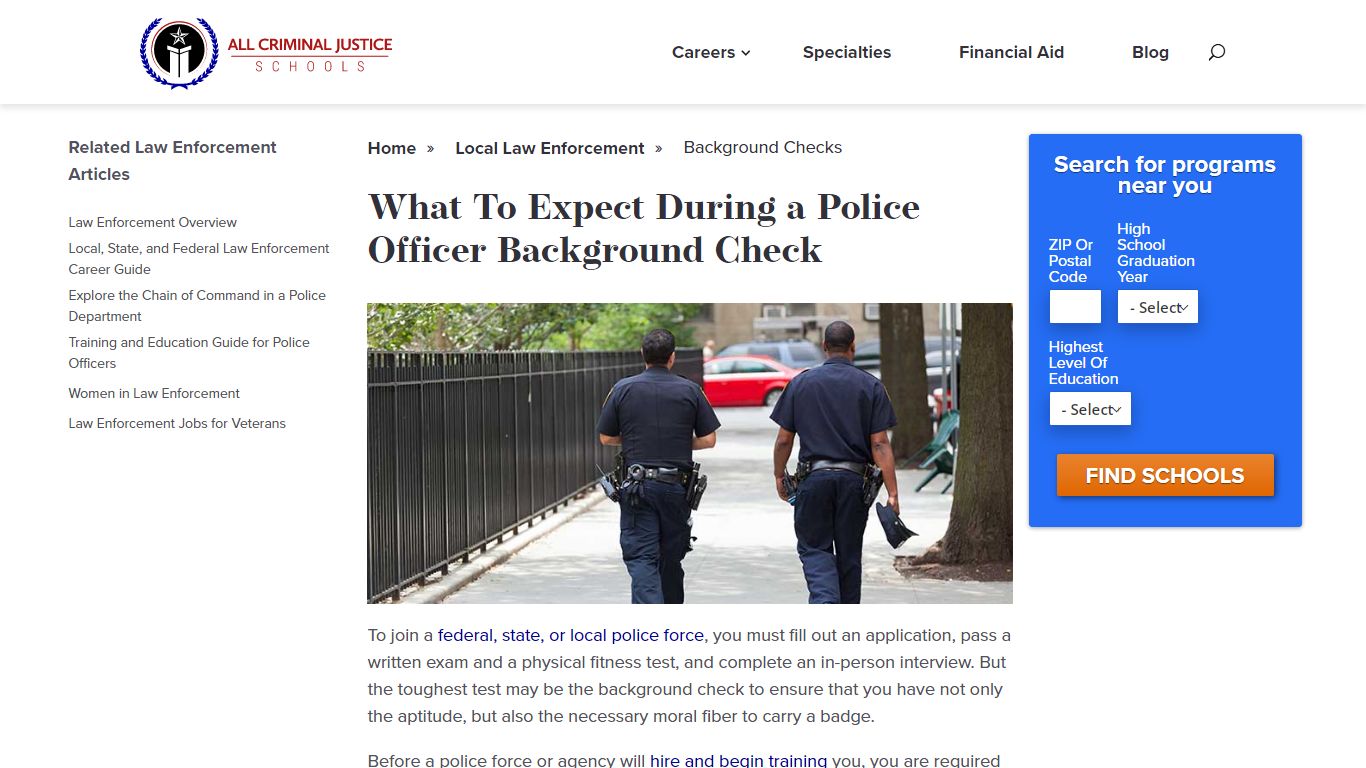 Police Officer Background Check Requirements | All Criminal Justice Schools